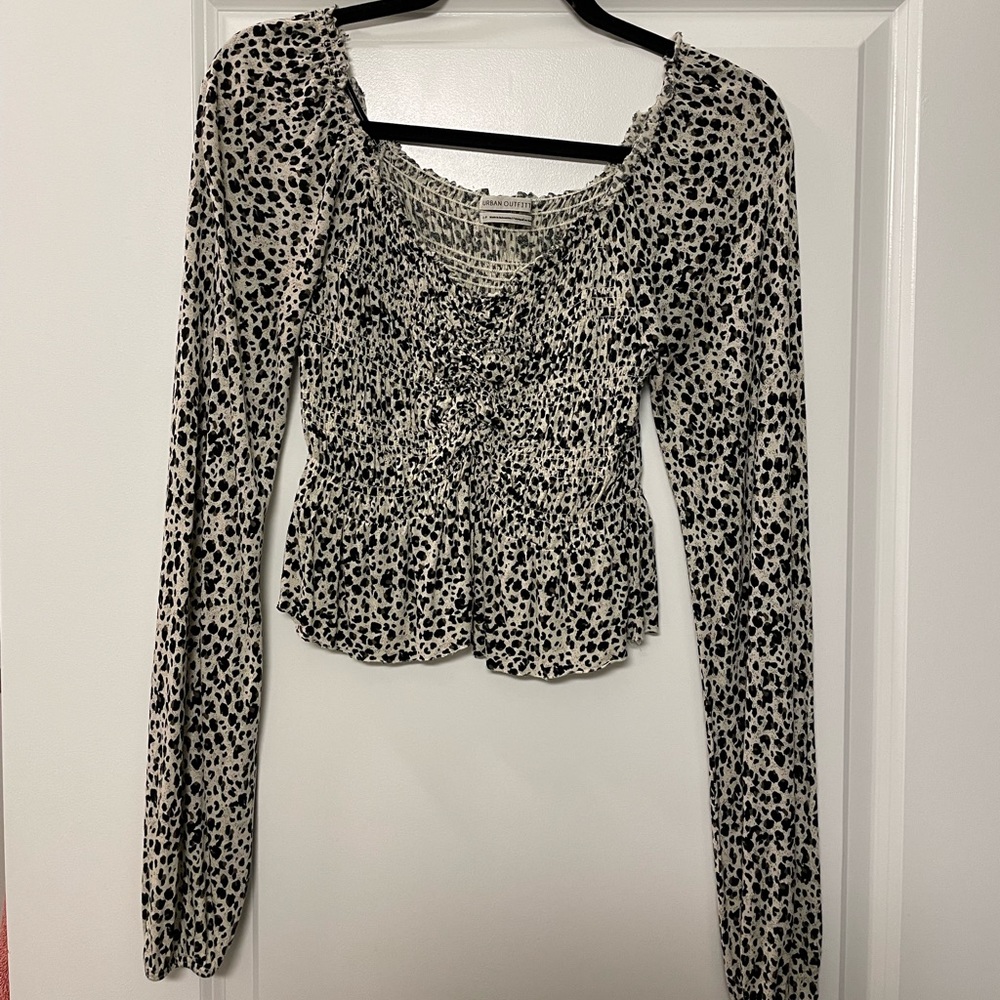 Urban Outfitters Animal Print Black & White Long Sleeve Top